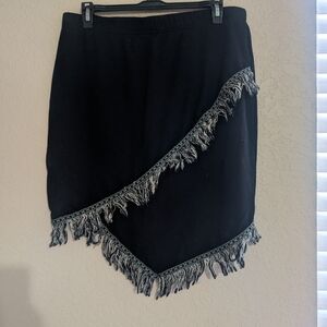 Wrangler Black Asymmetrical Skirt with Fringe